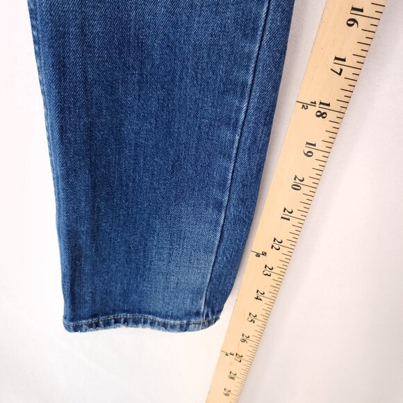 Amo Kate Straight Leg Denim Jeans Size 27 In Mariner Blues Whiskered Mid Rise - Picture 6 of 13